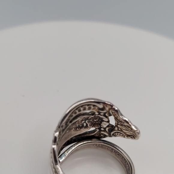 Vintage Spoon Ring Rosebud pattern sz 4.5 adjustable. - Picture 6 of 11